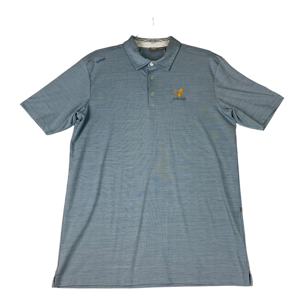 Ping Shirt‎ Polo Mens Medium Blue Sensor Cool Performance Golf Shirt Gold Eagle